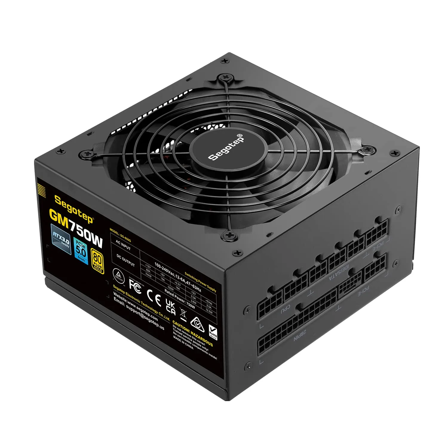 71i8H+lUbOL._SL1500_ Segotep 750W Fully-Modular Gaming Power Supply 80 Plus Gold Certified PSU with Silent 140mm Fan - Image 1