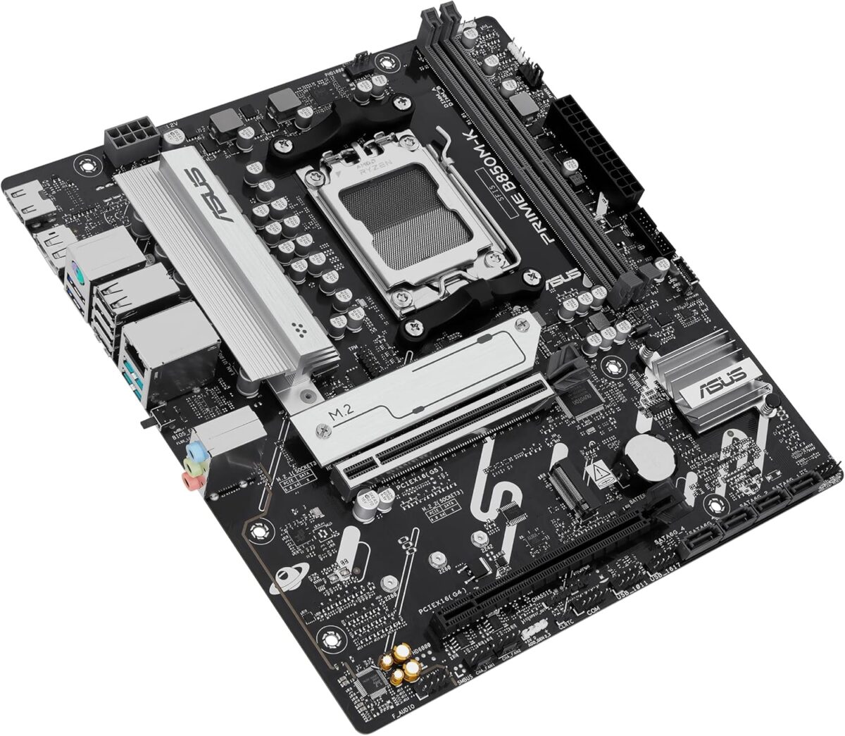 ⁦ASUS Prime B850M-K Gaming Motherboard Socket AMD AM5 (Ryzen 9000, DDR5 Memory, 2X M.2, PCIe 5.0, BIOS Flashback, Aura Sync)⁩ - الصورة ⁦7⁩