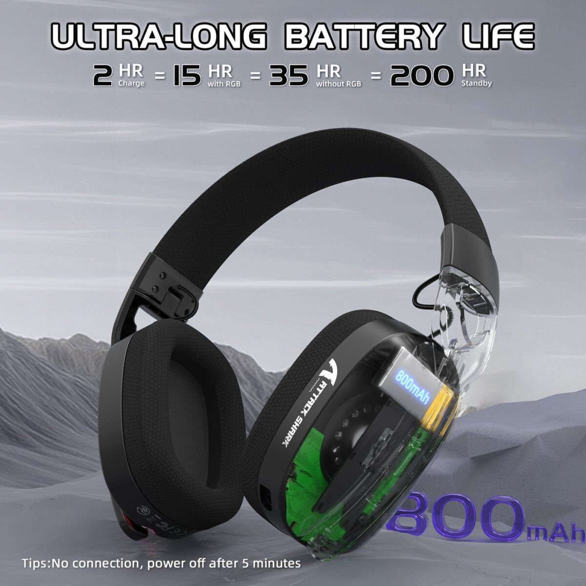 ⁦ATTACK SHARK L90 Foldable RGB Ultra-Light Tri-Mode Gaming Headset⁩ - الصورة ⁦3⁩