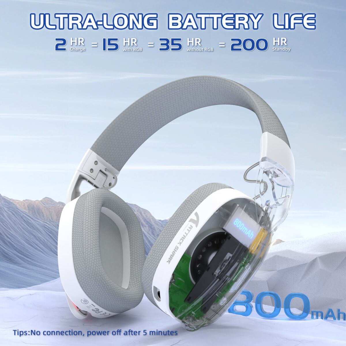 ⁦ATTACK SHARK L90 Foldable RGB Ultra-Light Tri-Mode Gaming Headset⁩ - الصورة ⁦5⁩