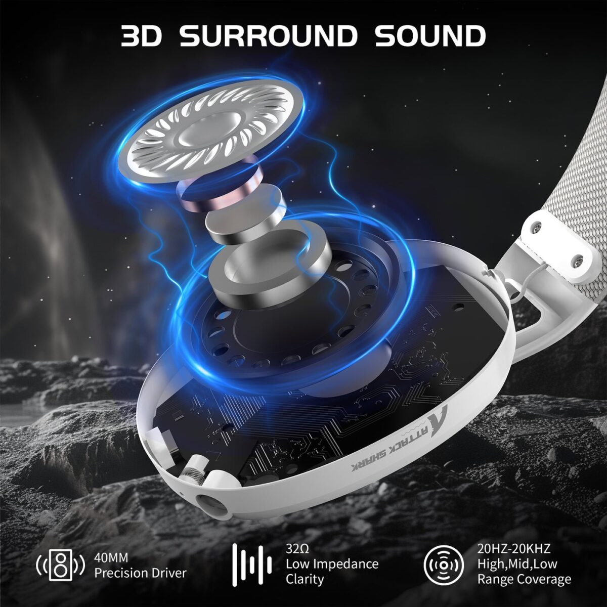 ⁦ATTACK SHARK L80 Ultra-Light Tri-Mode Gaming Headset⁩ - الصورة ⁦8⁩