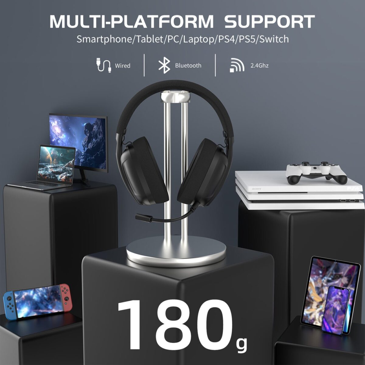 ⁦ATTACK SHARK L80 Ultra-Light Tri-Mode Gaming Headset⁩ - الصورة ⁦5⁩