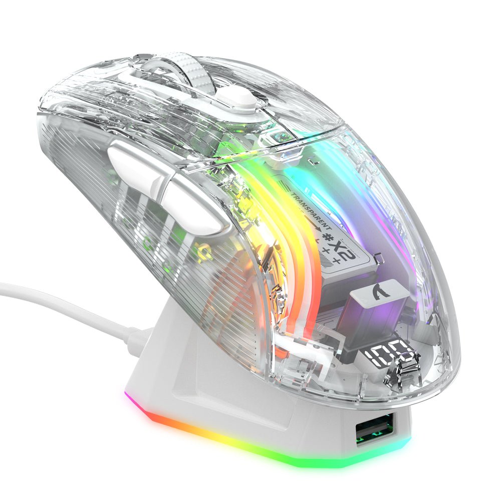 2026/05/9380.jpg ATTACK SHARK X2PRO Wireless Gaming Mouse with Charging Dock White - الصورة 1