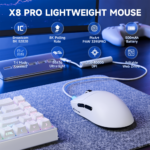 ⁦ATTACK SHARK X8PRO Ultra-Light Wireless Gaming Mouse & C06ULTRA Cable white⁩ - الصورة ⁦7⁩