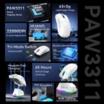 ⁦ATTACK SHARK X11 Wireless Gaming Mouse with Charging Dock White⁩ - الصورة ⁦8⁩
