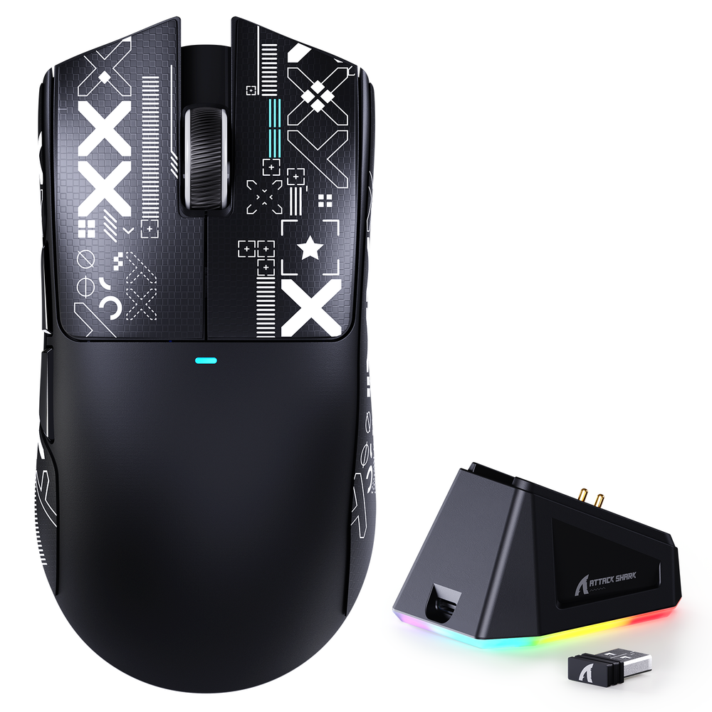 2026/05/9437.png ATTACK SHARK X11 Wireless Gaming Mouse with Charging Dock black - الصورة 1