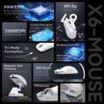 ⁦ATTACK SHARK X6 Three Modes Gaming Mouse With Charging Dock WHITE⁩ - الصورة ⁦6⁩