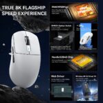 ⁦⁦ATTACK SHARK R6 Ultralight 39g Wireless 8K PAW3950MAX Gaming Mouse White⁩ - الصورة ⁦4⁩