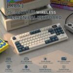 ⁦⁦ATTACK SHARK K86 Wireless Mechanical Keyboard white⁩ + blue⁩ - الصورة ⁦2⁩
