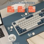 ⁦⁦ATTACK SHARK K86 Wireless Mechanical Keyboard white⁩ + blue⁩ - الصورة ⁦3⁩