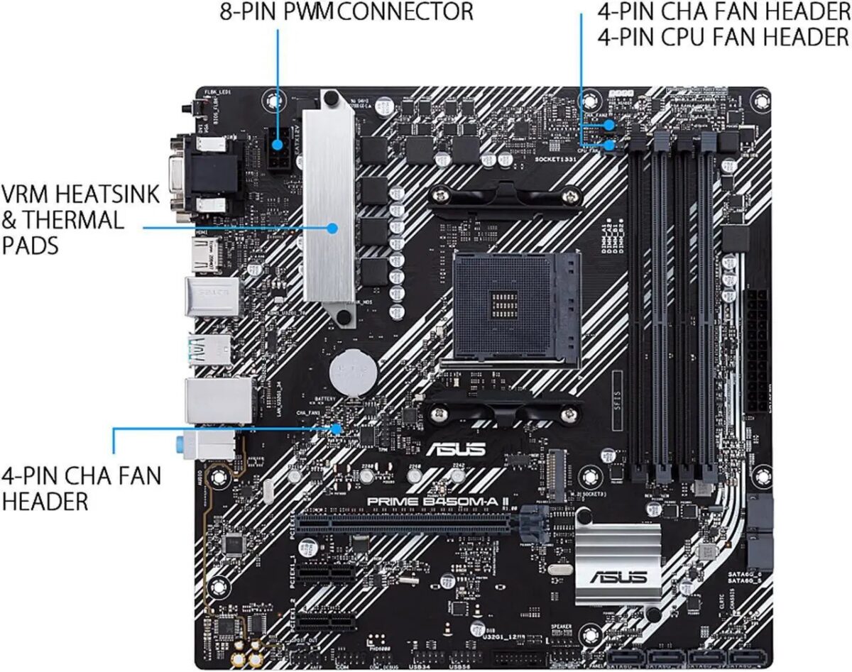 ⁦ASUS Prime B450M-A II⁩ - الصورة ⁦3⁩