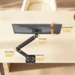 ستاند شاشة احادي KHCOOHOO Aluminum Gas Spring Arm Monitor Mount Black Precision Adjustment - صورة 4 - مكتب المحترف
