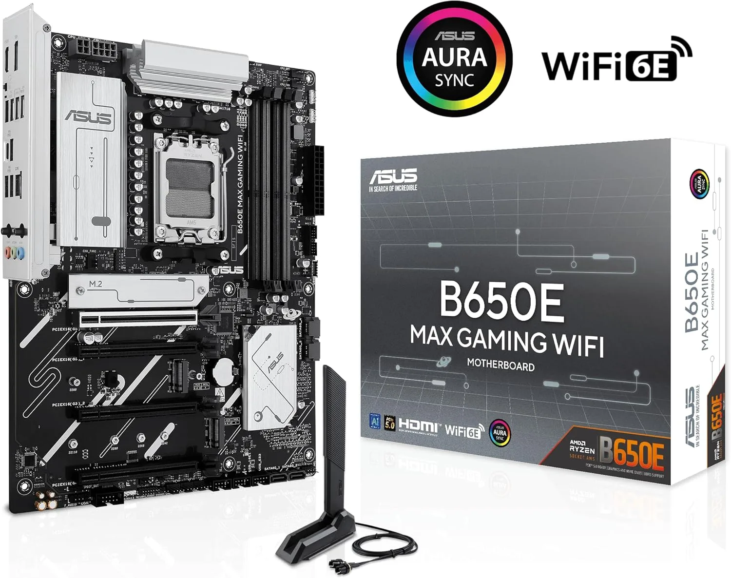 ASUS B650E MAX Gaming WiFi AMD B650 ATX Motherboard, DDR5, PCIe 5.0 Ready, 3X M.2 Slots, Wi-Fi 6E, Realtek 2.5Gb Ethernet