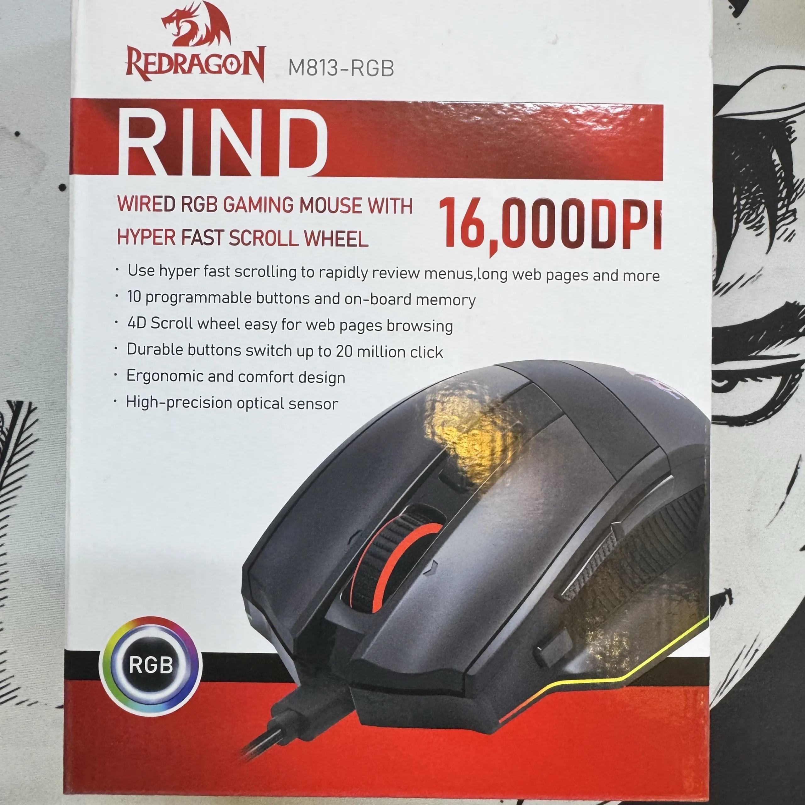 gaming mouse Redragon rind m813-rgb DPI 16000