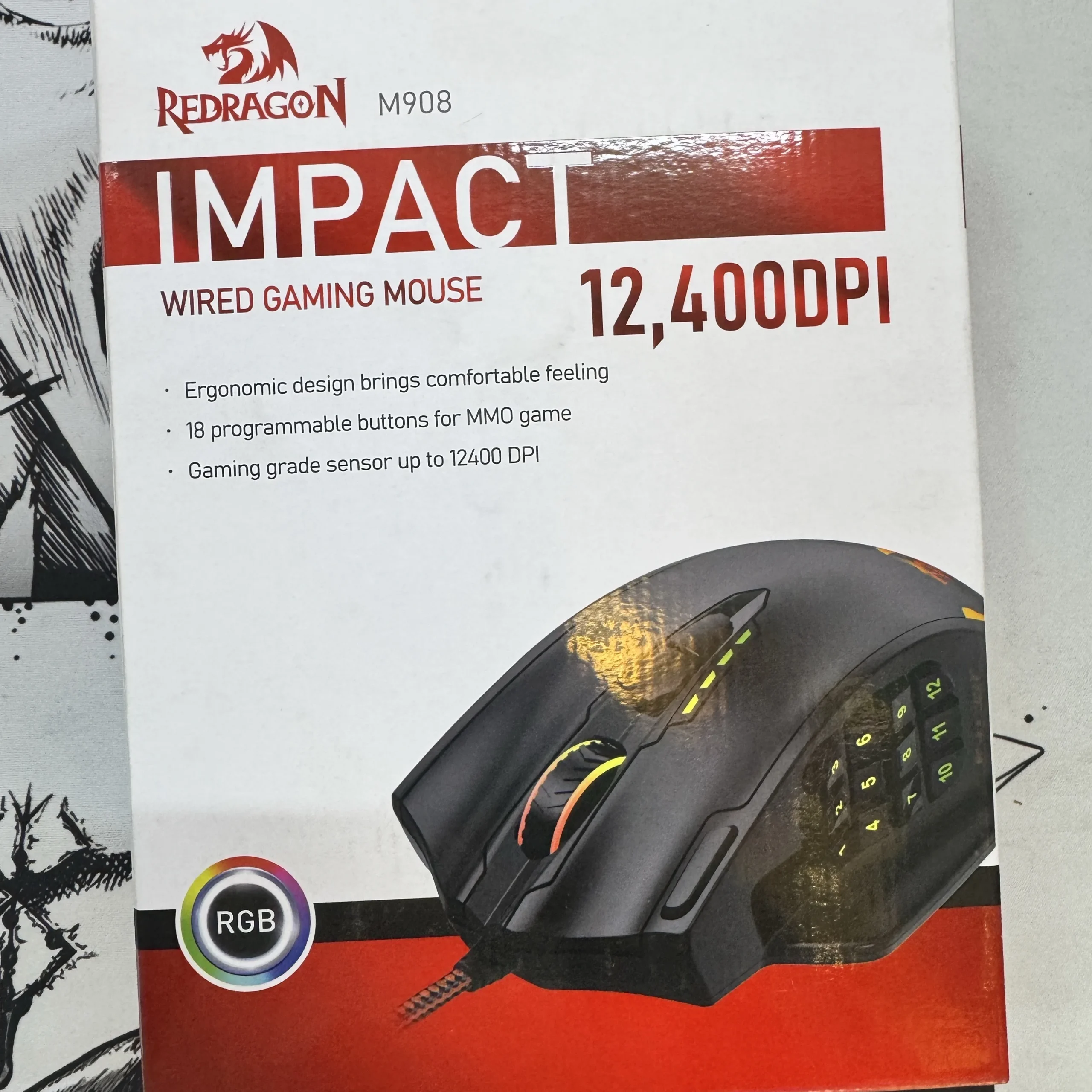 gaming mouse Redragon impact m908 DPI 12400