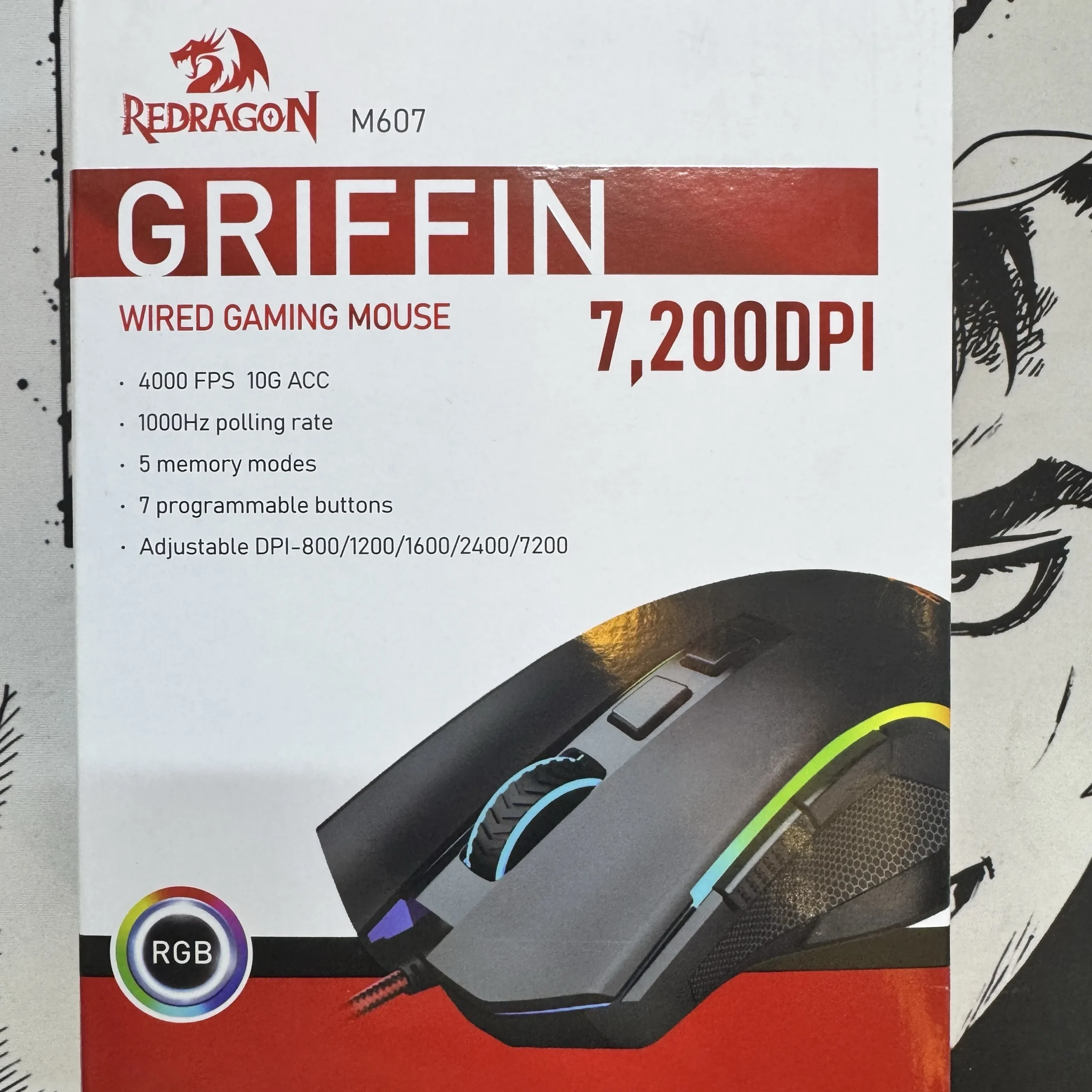 gaming mouse Redragon griffin m607 DPI 7200