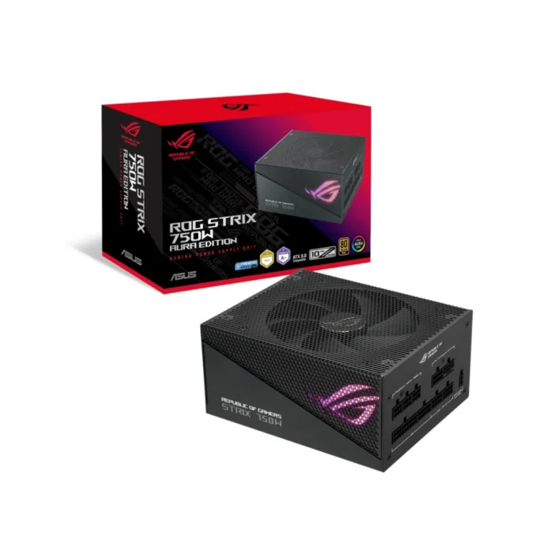 ASUS ROG STRIX GAMING 750W Gold Aura Edition, Full Modular, 80+ Gold, PCIe 5.0 , ATX 3.0, Black - مكتب المحترف