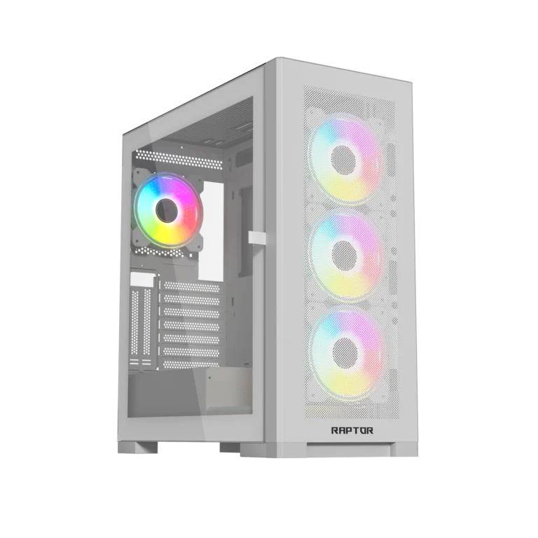 Raptor 290-XL ARCTIC HAWK RGB Mid Tower Case - White - مكتب المحترف