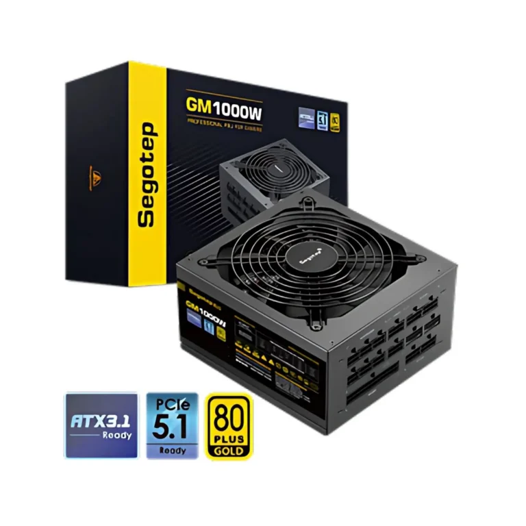 Segotep GM1000W 1000W Gold 80+ Full Modular 80+, PCIe 5.1 & ATX 3.1 - Black - مكتب المحترف