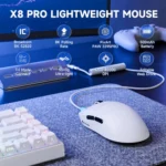 ATTACK SHARK X8 Pro Tri-mode Wireless Gaming Mouse - White