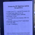 HP Victus 15-FA2787NR, Intel Core i7-13620H, RAM 16GB, 512GB SSD, NVIDIA Geforce 5060 8GB, 15.6 FHD IPS 144Hz, Black