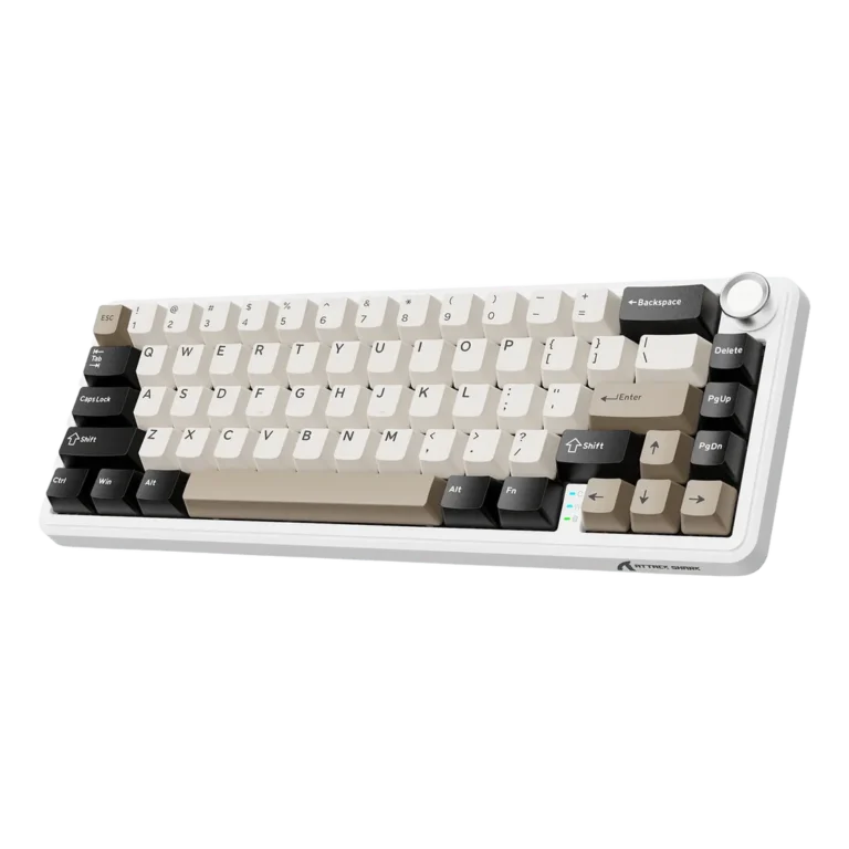 ATTACK SHARK X66 Wireless Mechanical Keyboard with Side Printed PBT Keycaps White Cheese