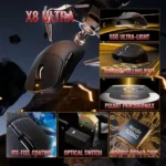 ATTACK SHARK X8 Ultra Tri-mode Wireless Gaming Mouse - Black