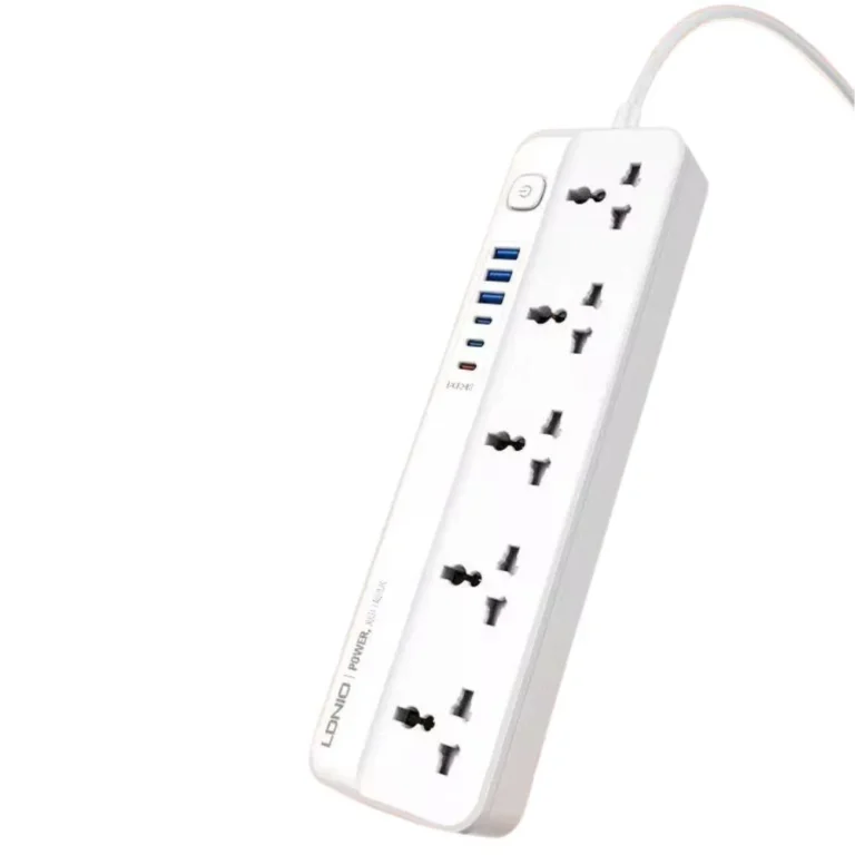 LDNIO SC5614C Power Strip with 5 Outlets & 6 USB Ports (AUTO-ID), 20W USB-C Fast Charging, 2500W Surge Protection Extension Lead, 2M Power Cord – Multi Device Charging Station for Home & Office