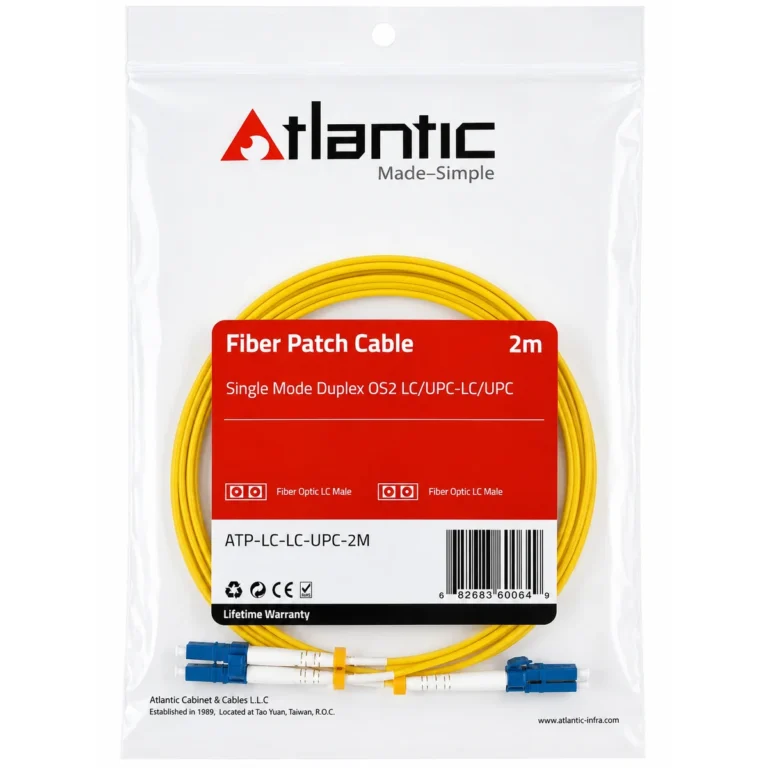 Atlantic Indoor Fiber Optic Patch Cord 2M, Single Mode OS2 Duplex, LC/LC SC/SC SC/LC UPC