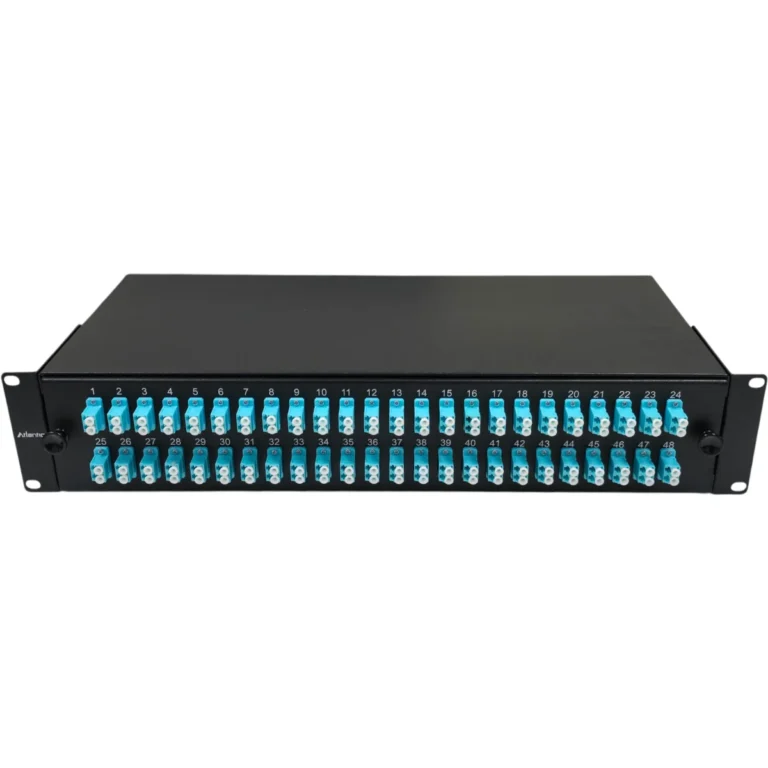 Atlantic 48-Port LC/UPC MM Fiber Patch Panel – 2U Rack Mount, Duplex Adapter, for Data Center, LAN, and Enterprise Multimode Networks