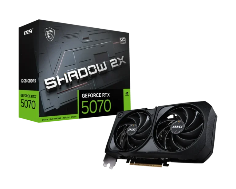 MSI GeForce RTX 5070 12G SHADOW 2X OC – NVIDIA Blackwell, 12GB GDDR7, 6144 CUDA Cores, 2557 MHz Boost, 4K/8K Support, HDMI 2.1b, DisplayPort 2.1b