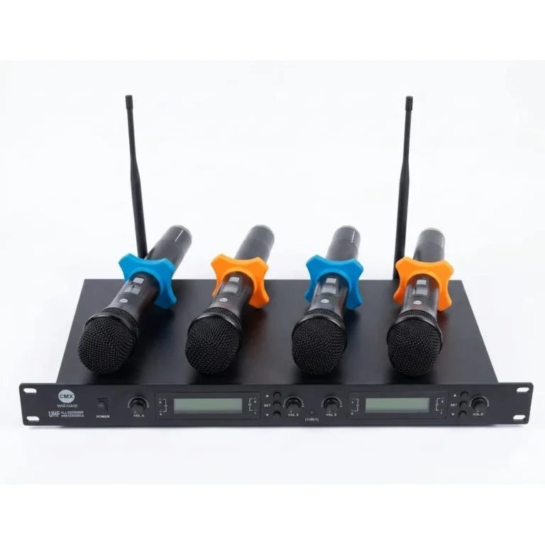 CMX WM-U400 4-Channel UHF Wireless Conference handheld Microphone System with 4 Tabletop Microphones