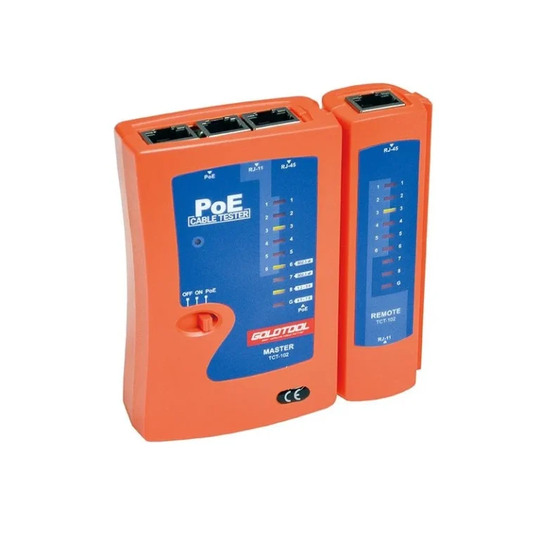 GOLDTOOL TCT-102 PoE Cable Tester & PoE Finder, RJ45/RJ11/BNC LAN Tester with IEEE 802.3af/at Detection