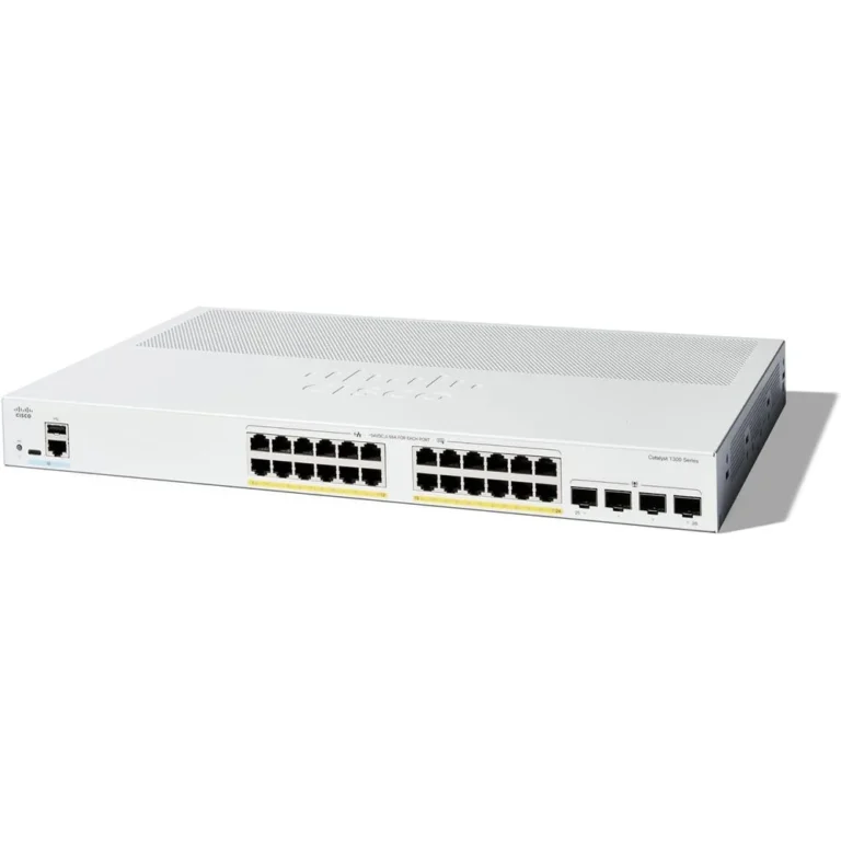 Cisco Catalyst C1300-24P-4G Managed Switch, 24 Port GE, PoE, 4x1GE SFP, Limited Lifetime Protection