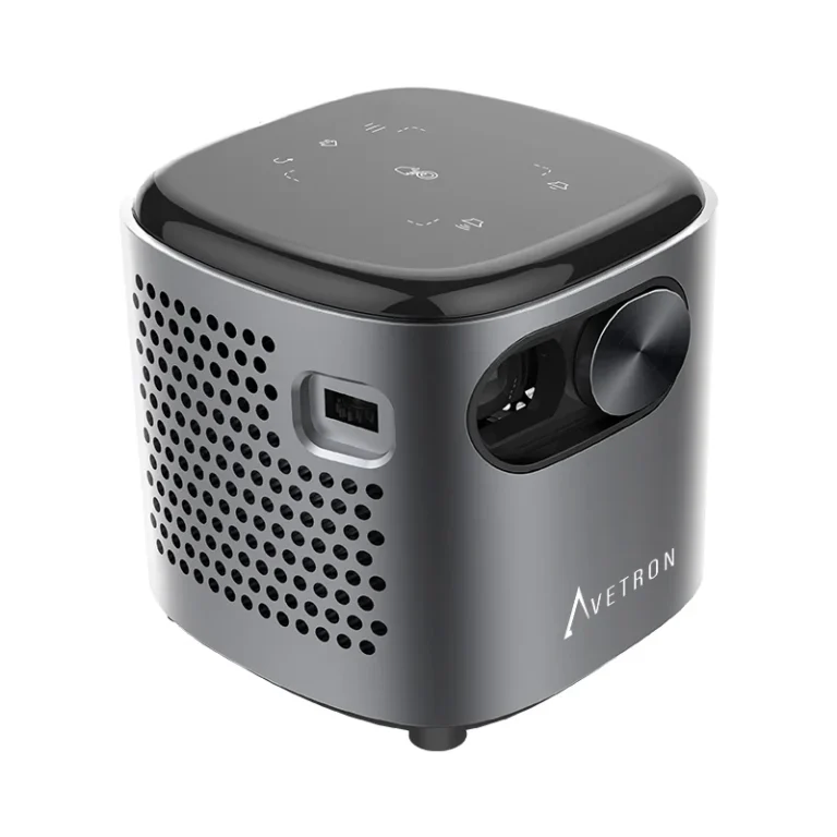 Avetron Portable DLP Projector – 480P Native, 70 ANSI Lumens, Android 11, 1GB+32GB, 1080P Support, Wi-Fi, Bluetooth, Built-in Battery