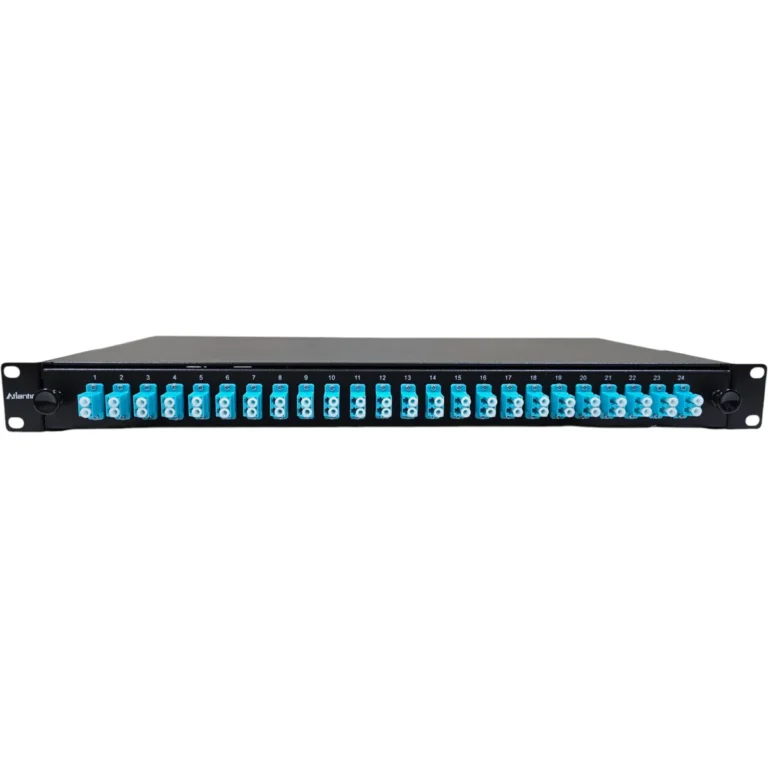 Atlantic 24-Port LC/UPC MM Fiber Patch Panel – 1U Rack Mount, Duplex Adapter, for LAN, Enterprise Cabling, and Data Centers