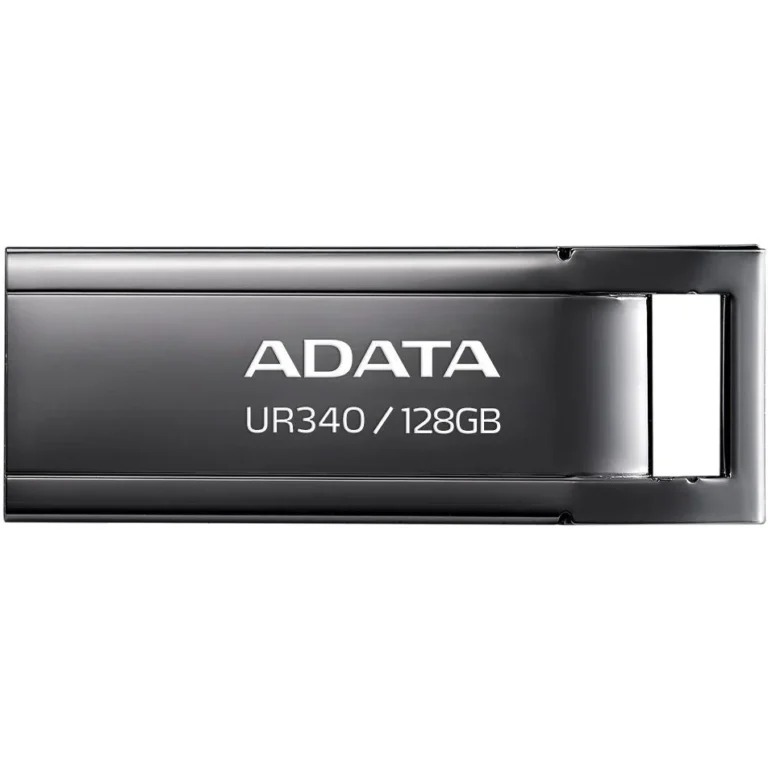 ADATA UR340 USB 3.2 Flash Drive Waterproof Dustproof Capless Glossy Black Nickel - 128GB
