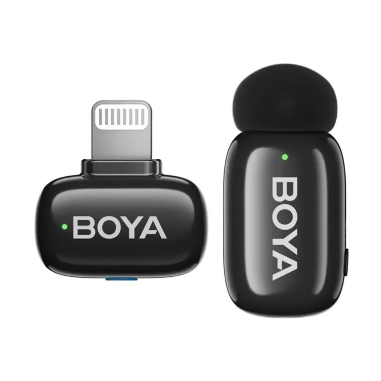 BOYA Mini-16 Ultra-Compact 2.4 GHz Wireless Microphone System – Lightning Connector for iOS, 48 kHz/16-Bit Audio, 6 h Battery