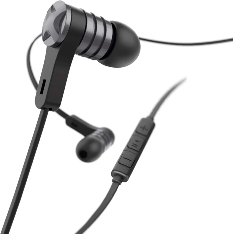 Hama 184135 Intense In-Ear Wired Headphones with Microphone , 3.5mm Jack , 8mm Drivers , Volume & Call Control , 1.2m Flat Ribbon Cable , Siri & Google Assistant Support – Black