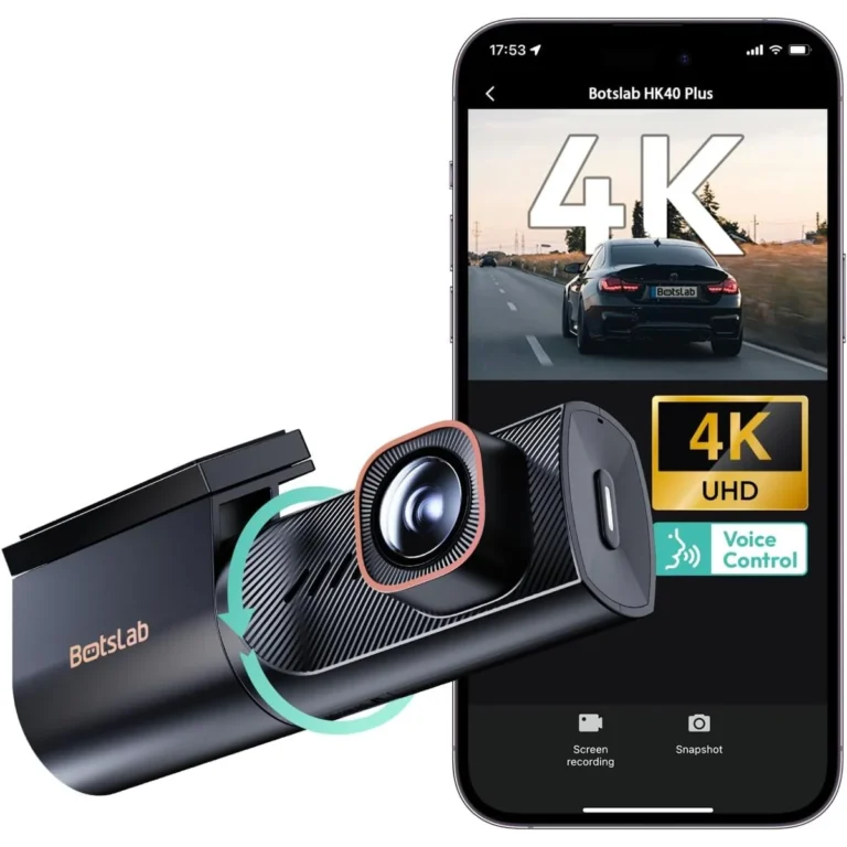 BOTSLAB HK40 Plus 1-Channel 4K Dash Cam, 150° Wide Angle, Night Vision, Voice Control, G-Sensor & 24/7 Parking Mode