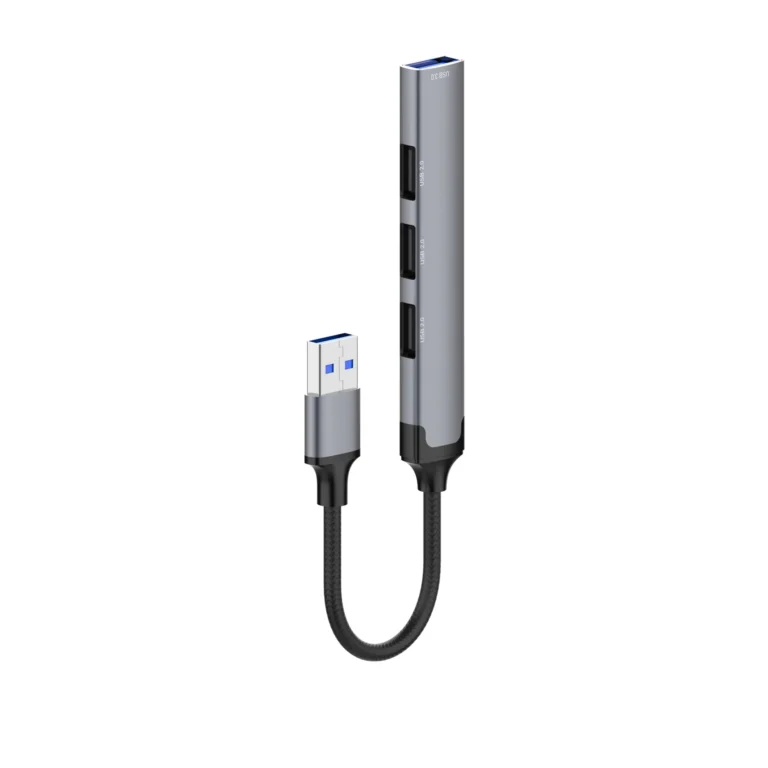 LDNIO DS‑44U 4‑in‑1 USB Hub Adapter with 1×USB 3.0 & 3×USB 2.0 Ports, 5 Gbps High‑Speed Data Transfer, Plug‑and‑Play Multiport Docking Station for Laptop, PC, MacBook & USB Devices