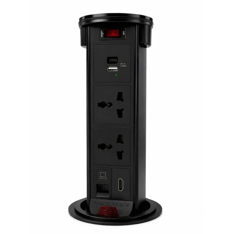 Avetron Pop-Up Power Outlet with 15W Wireless Charging, USB-A & USB-C, HDMI, CAT6 and Dual Universal Sockets