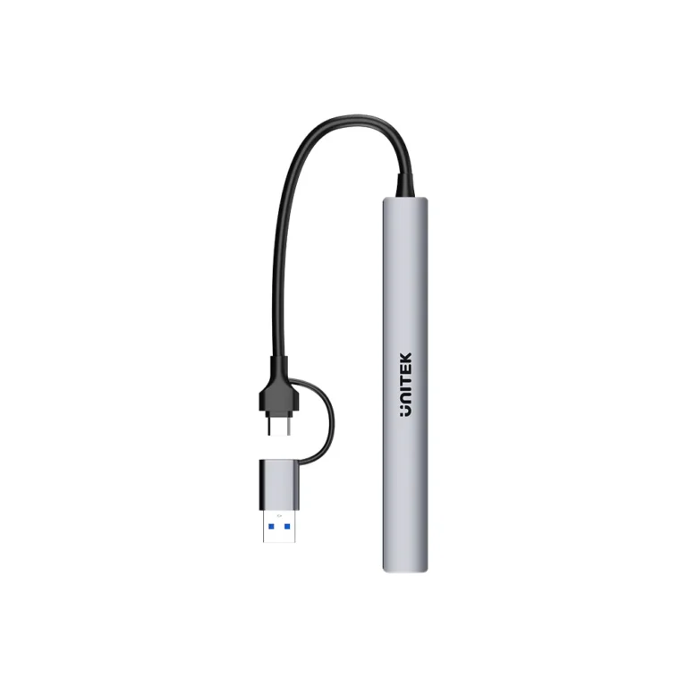 Unitek uHUB S7 7-in-1 USB Hub – 1x USB-A 5Gbps - 6x USB-A 480Mbps - USB-C Input with USB-A Adapter - Aluminum Alloy - Compact Design - Plug & Play