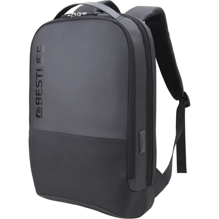 BESTLIFE BB-3677BK 15.6" Laptop Backpack — Water-Resistant Commuter Bag with USB Charging Port, Padded Laptop Compartment, Anti-Theft Pocket & Luggage Strap — Black