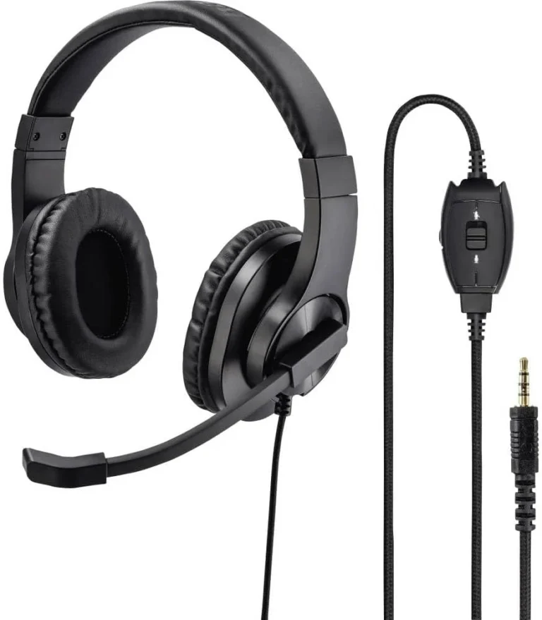 Hama 139926 HS-P350 Stereo PC Office Headset , 40mm Drivers | Flexible Omnidirectional Microphone , 3.5mm Jack , Volume Control & Mic Mute , 2m Cable – Black