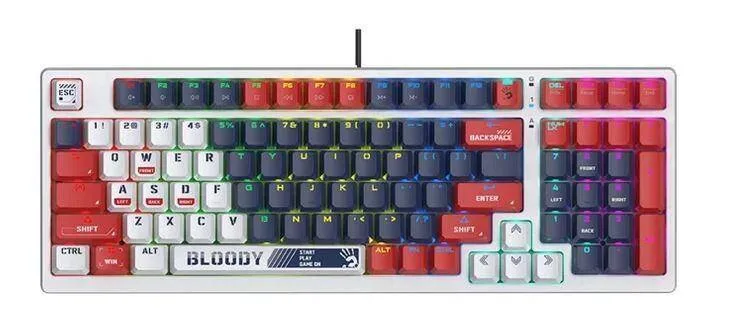Bloody S98 USB Sports Navy Mechanical Switch Gaming Keyboard (BLMS Red Switches) / ( En/Ar )