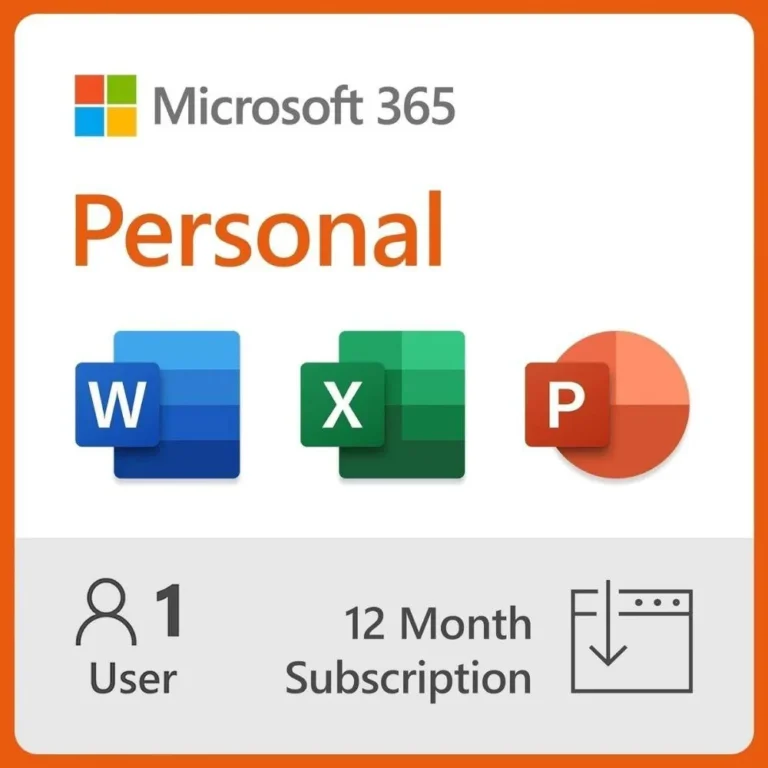 Microsoft 365 Personal – 1-Year Subscription, 1 User, AI-Enhanced Apps + Cloud Storage