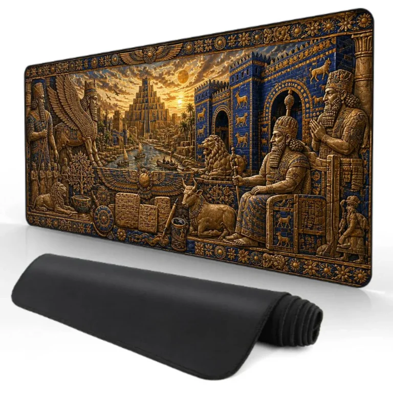 Mouse Pad 90x45 cm / 4mm: Ancient Mesopotamian Ornamental Art 01