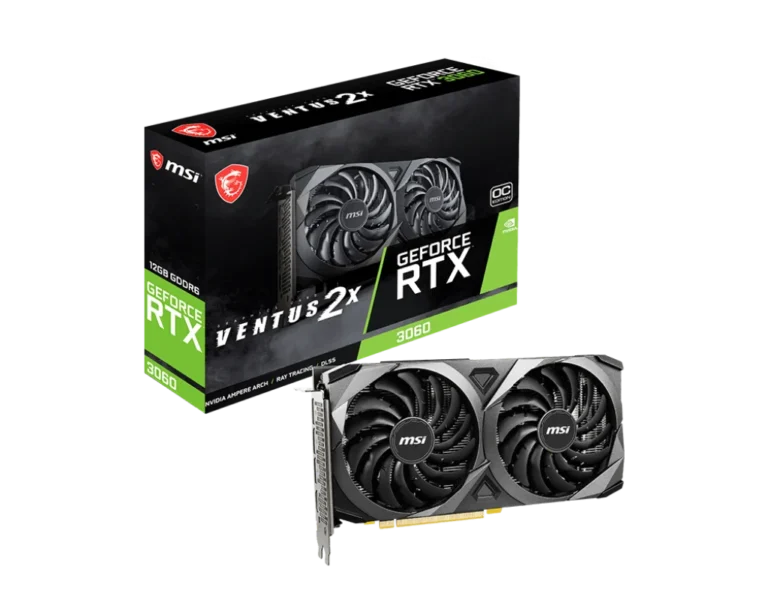 MSI GeForce RTX 3060 VENTUS 2X 12G OC – Ampere GPU, 12 GB GDDR6 15 Gbps, 1807 MHz Boost, Dual TORX Fan 3.0, 3× DP 1.4a & HDMI 2.1
