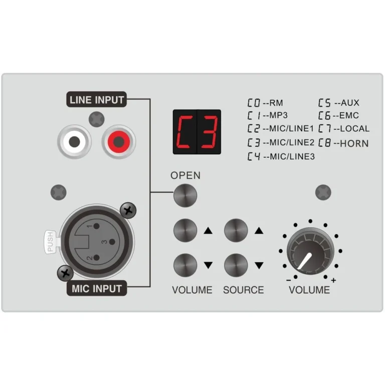 CMX In-Wall Remote Control Panel for PA-4500MX Series Amplifiers, Volume & Input Selection, CAT6 Connection, Built-in Bluetooth